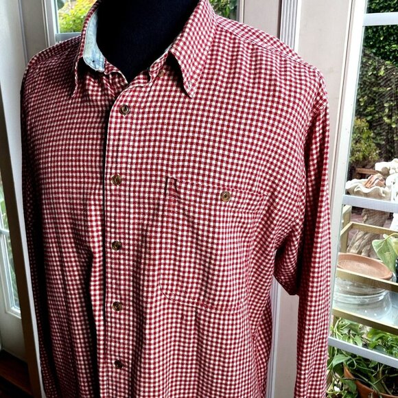 Vintage Chaps Ralph Lauren Shirt Mens XL red check Flannel Button Up Cotton - Picture 7 of 12